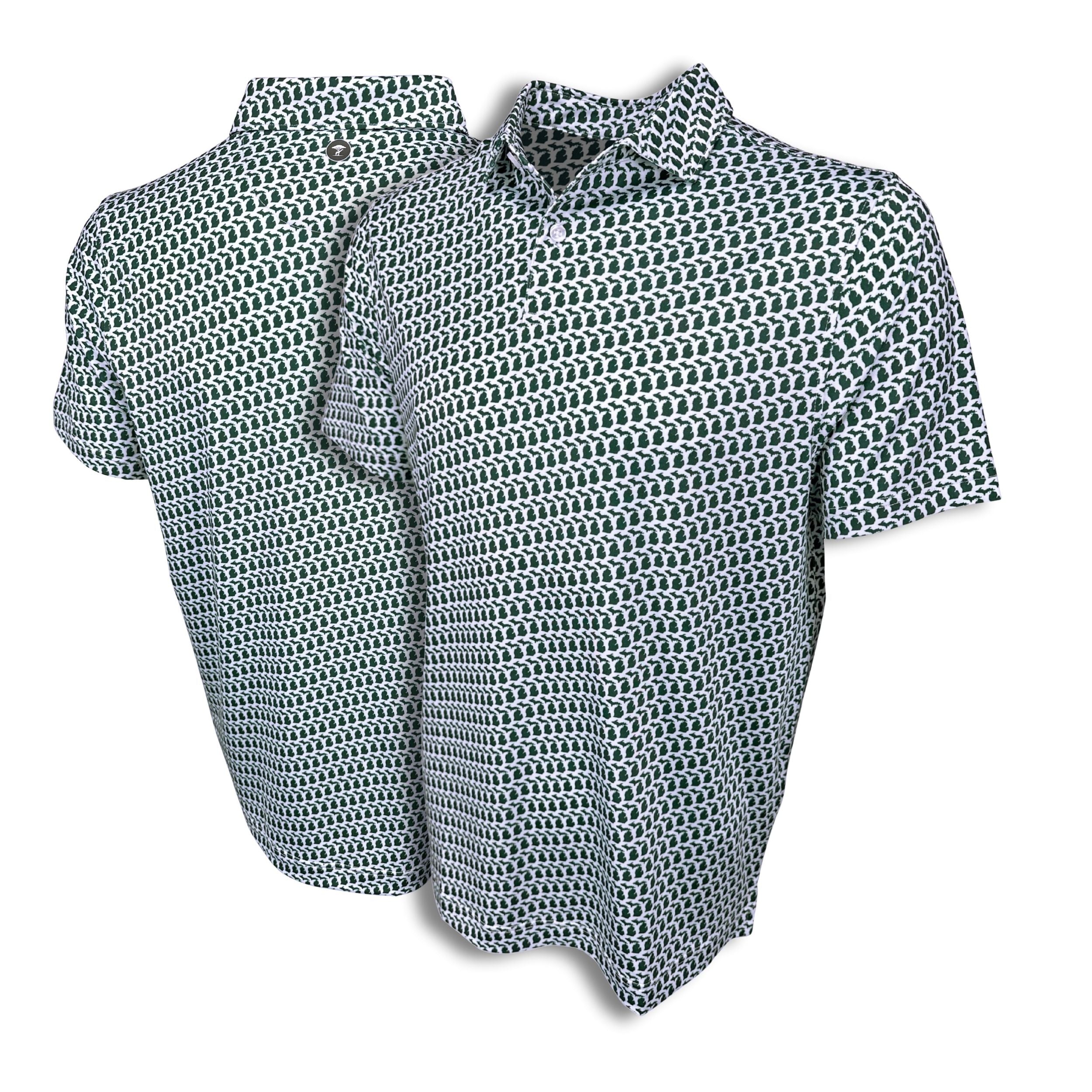 Michigan Green Print Polo